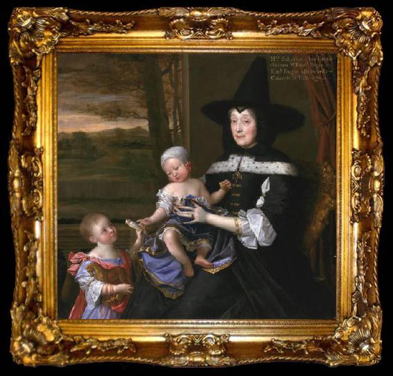framed  John Michael Wright Portrait of Mrs Salesbury with her Grandchildren Edward and Elizabeth Bagot Oil on canvas, ta009-2